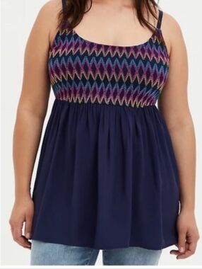 Torrid Babydoll Challis Smocked Cami